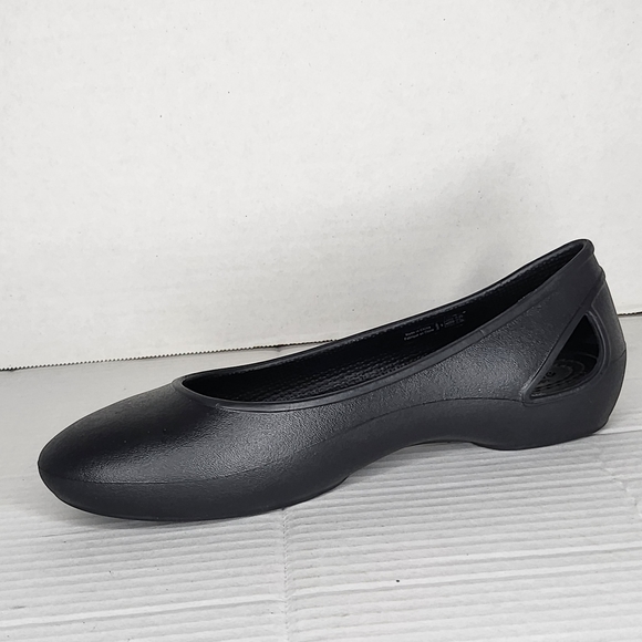 Womens Crocs Iconic Comfort Laura Ballet Flats Shoes Black Cut Out Size W 4 - Picture 4 of 12